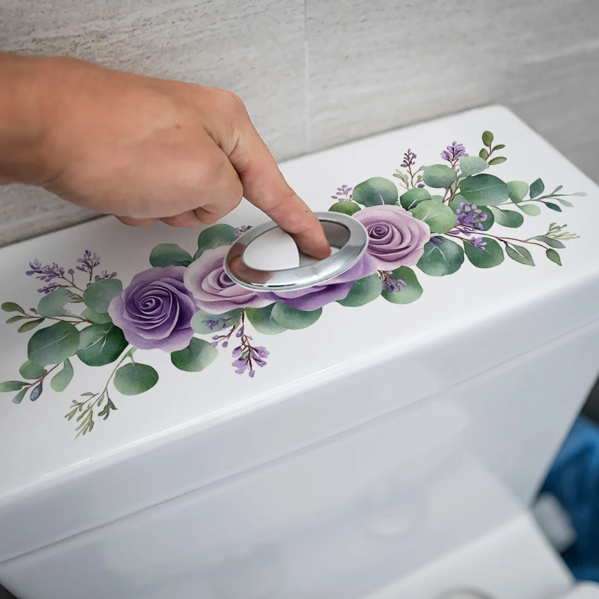 Toilet Stickers Vinyl Stickers Toilet Wall Stickers Toilet Seat Stickers 1PC Flower Toilet Cover Sticker Creative Purple Self-adhesive PVC Sticker Toilet Water Tank Decoration Bathroom Decoration