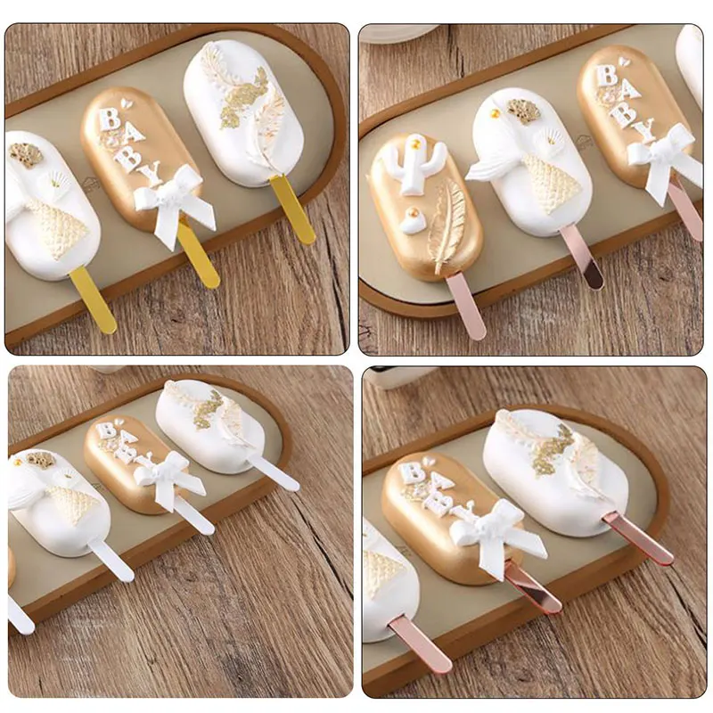 100Pcs Ice Cream Sticks Reusable Multipurpose Portable Party Favors Acrylic Popsicle  Sticks for Candy Snack Kitchen Home Wedding - AliExpress
