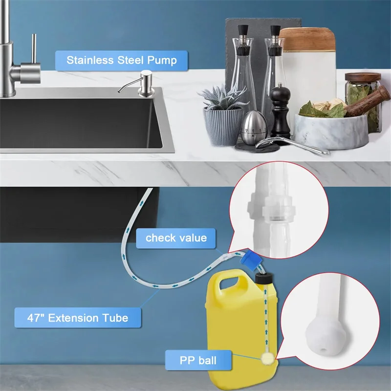 500ML Liquid Soap Bottle Sink Mount Stainless Steel Hand Pressure Soap Dispenser Bottle Kitchen Sink Liquid Soap Dispenser Pum 4