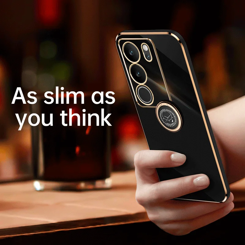 Per Vivo V29 Case Vivo V29 Pro Custodia Per Telefono Vivo V2251 V2250 Cover Posteriore Vivo V29 Luxury Square Plating Ring Holder Stand V29 Case