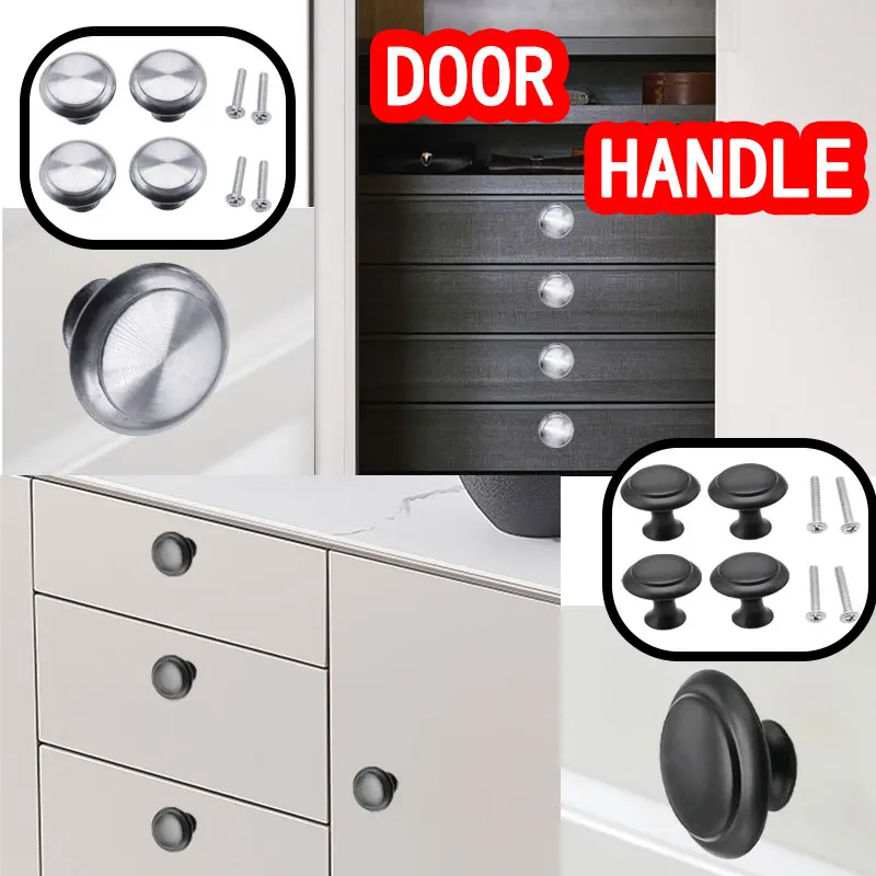 Furniture Knobs 4pcs/set Round Single Hole Pull Stainless Steel