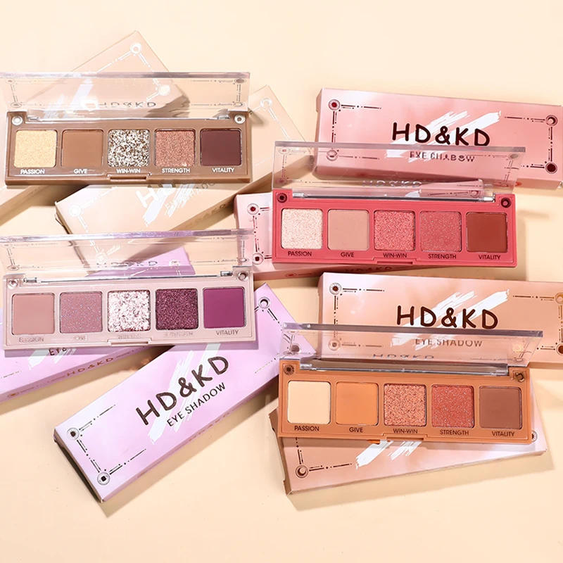 

5 Color Eyeshadow Palette Small Portable Earth Purple Color Matte Cosmetics Long Lasting Waterproof Shimmer Pigment Makeup