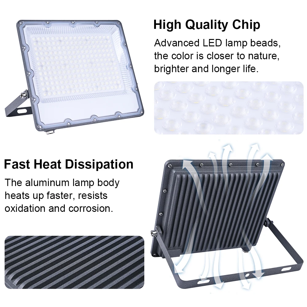 LED Flood Light AC 220V 100W 200W 300W 10W 20W 30W 50W 100W IP66 Waterproof LED Spotlight Garden Street Gate Wall Floodlights