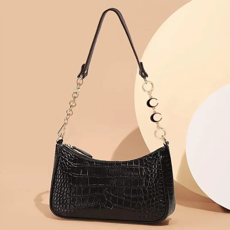 2 Pcs Bag Extender Chain Moon Shape Purse Strap Extender for Shoulder Bag Black Alloy Chain Strap Replacement