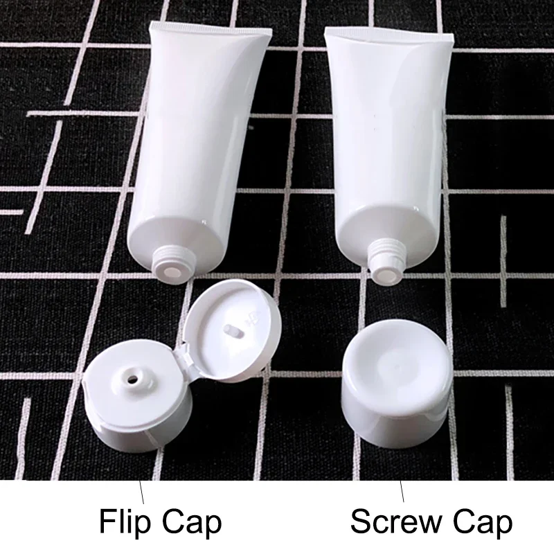 5-200ml White Plastic Soft Bottle Cosmetics Hand Facial Cream Empty Squeeze Tube Shampoo Lotion Refillable Bottles