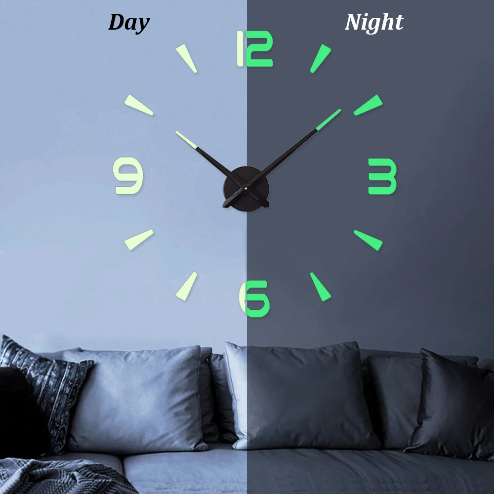 Large Wall Clock Quartz 3D DIY Big Watch Decorative Kitchen Clocks Acrylic Mirror Sticker Oversize Wall Clocks Home Letter Decor 