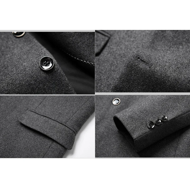 BROWON Brand Business Casual Wool Blazer Men 2024 Autumn and Winter New Solid Men Blazer Regular Fit Long Sleeve Blazers for Men 6