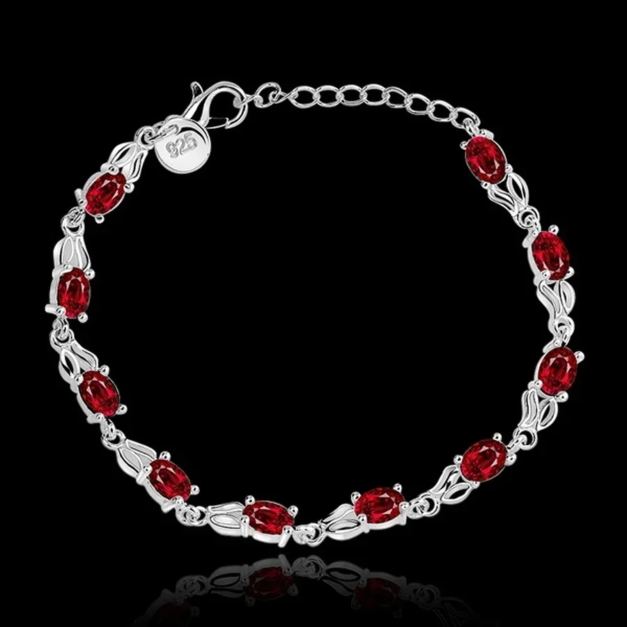 Elegantní půvab chytrý stříbro barva broušené sklo kámen červený šperků móda ženy svatební náramky svobodné doprava závod cena