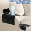 Wood Sofa Arm Tray Table Anti-Slip Armrest Organizer with 360° Rotating Phone Holder Multifunctional Sofa Armrest Tray for Snack 3