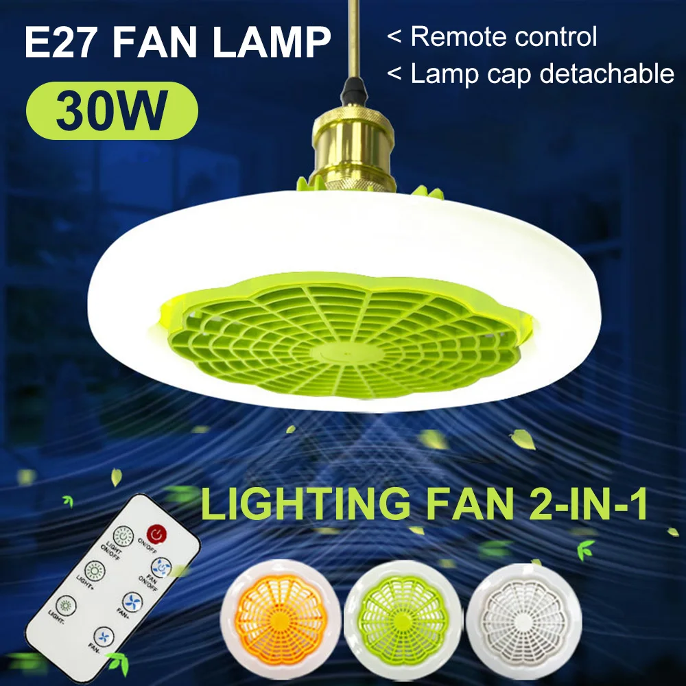 

New Ceiling Fan with Lights E27 Lampstand 30W Remote Control Indoor Led Light Ceiling Fan Silent Bedroom Kitchen Decor Lamp Fans