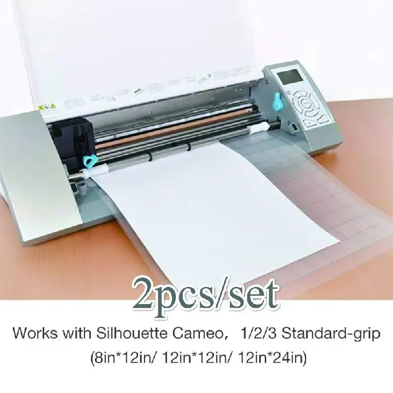 2PCS Cutting Mat Pad 12*12-Inch Transparent Adhesive Mat Pad with Measuring Grid 12*24-Inch for Silhouette Cameo Plotter Machine 3