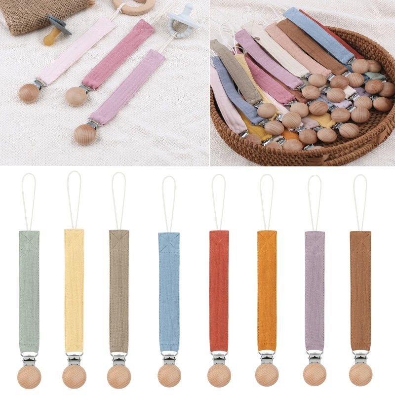 Pacifier Chain Baby Cotton Beech Pacifier Clip Infant Teething Toy Holder