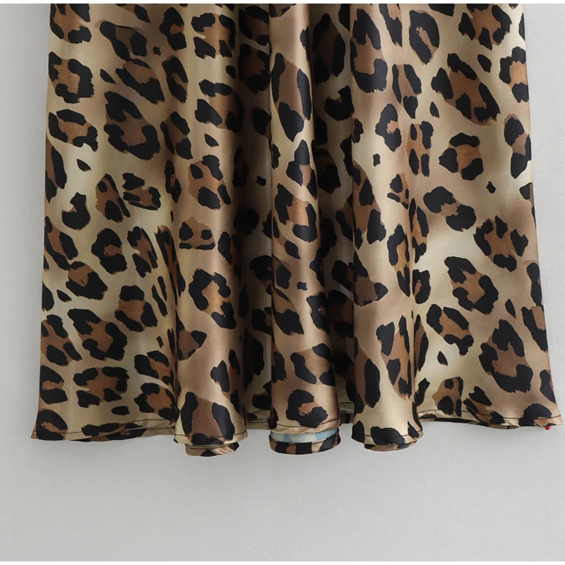 Faldas largas con estampado de leopardo para mujer, elegantes, holgadas, de cintura alta, estilo midi, informales, de verano