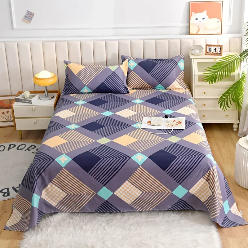 Abstract Geometric Pattern Bed Sheet Set Bedroom 3Pcs Flat Sheets Pillowcases Soft Comfortable Decorative Queen Size Bedding Set