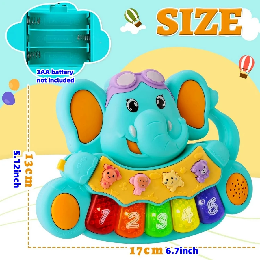 Baby Piano Toys, Elephant Music Baby Toys 18 Months Early Learning Educational Piano Keyboard Baby Toys For Baby Girls Piano Toy 5