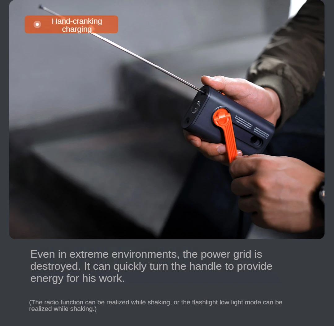 NexTool 6 In 1 Emergency Radio Hand Crank Portable Weather Radio with 4500mAh Power Bank