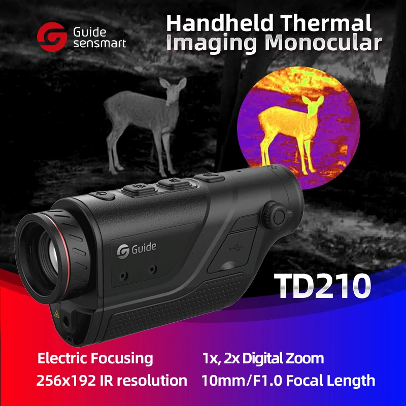 

Guide TD210 Handheld Thermal Imager for Hunting Monocular Night Vision Scope Infrared Imaging Camera Telescope