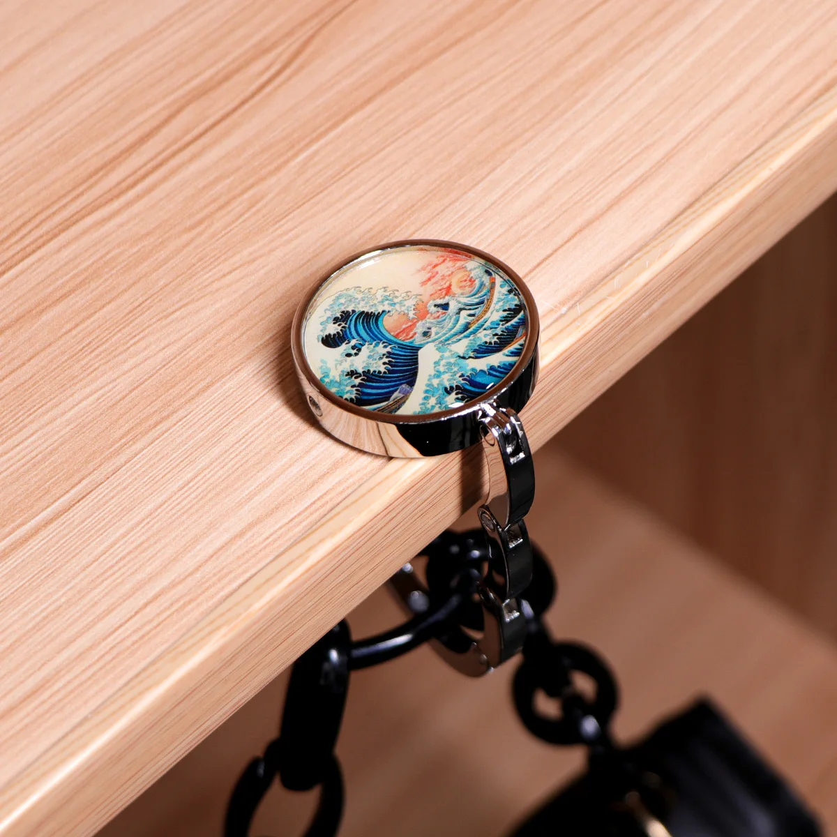 Handbag Hooks Oil Painting Style Folding Metal Table Bag Holders Portable Purse Hanger Accessories Non-Slip