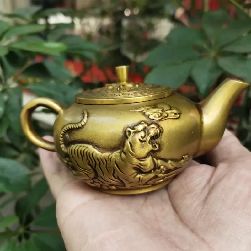 ЛАТУННЫЙ ЧАЙНИК Shangshan Tiger, чайник для вина, изысканные поделки и украшения для дома, благоприятные украшения