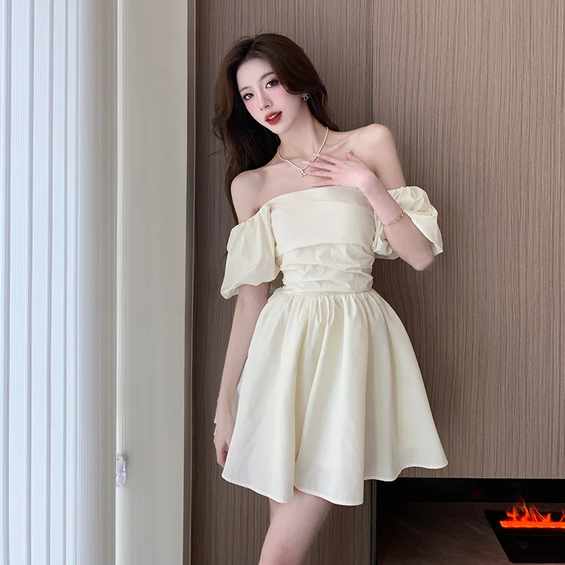 

Элегантные сексуальные платья-трапеции с воротником и пышными рукавами, короткие платья 2023, летнее облегающее платье для ночного клуба