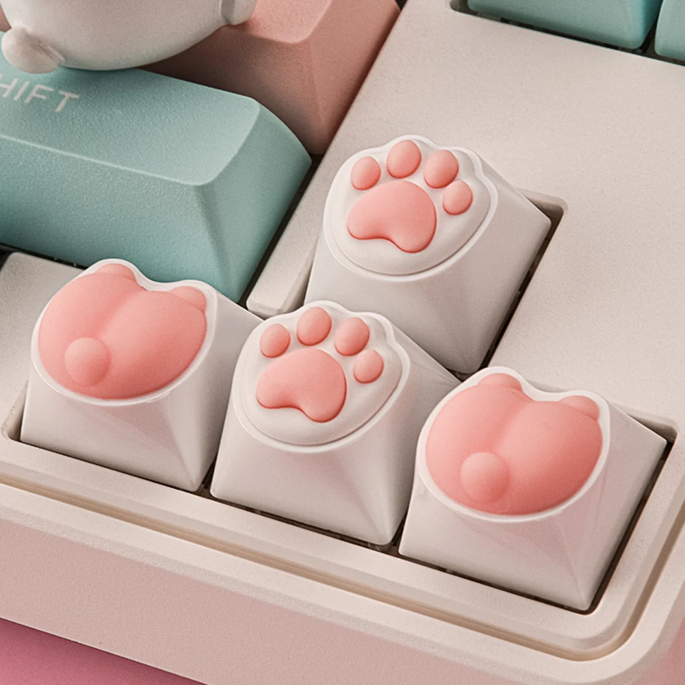 4pcs Cat Paw Keycap Buttock Keycap Keyboards Accessories Cute Keycaps