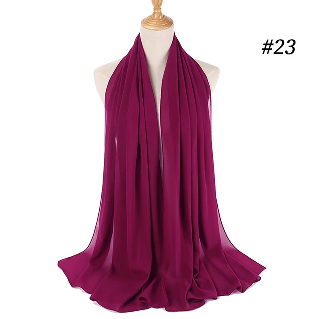 Musulman en mousseline de soie Hijab femmes bulle en mousseline de soie écharpe pour femmes dames voile musulman Islam couleur unie malaisie Musulman Wrap foulards