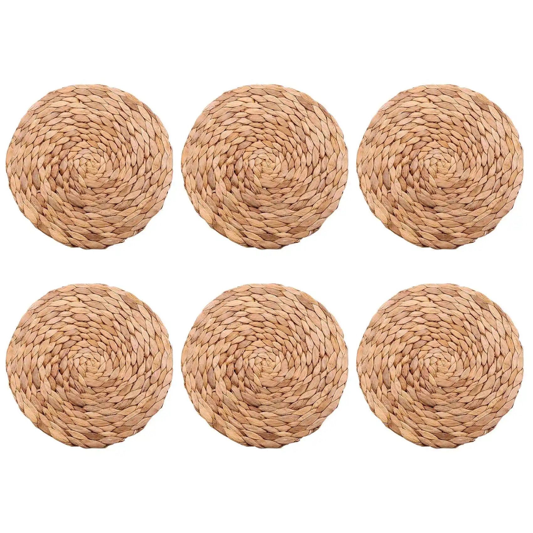 

6 Pack Round Water Hyacinth Placemat Quality Woven Wicker Table Place Mats 25cm