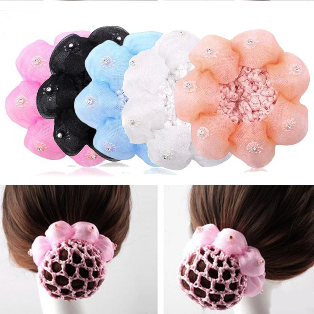 

Children'S Bun Cover Snood Hairnet Hair Net Mesh Hair Accessories Girls Kids Ballet Dance Crochet Decor Flower Shape Headwear