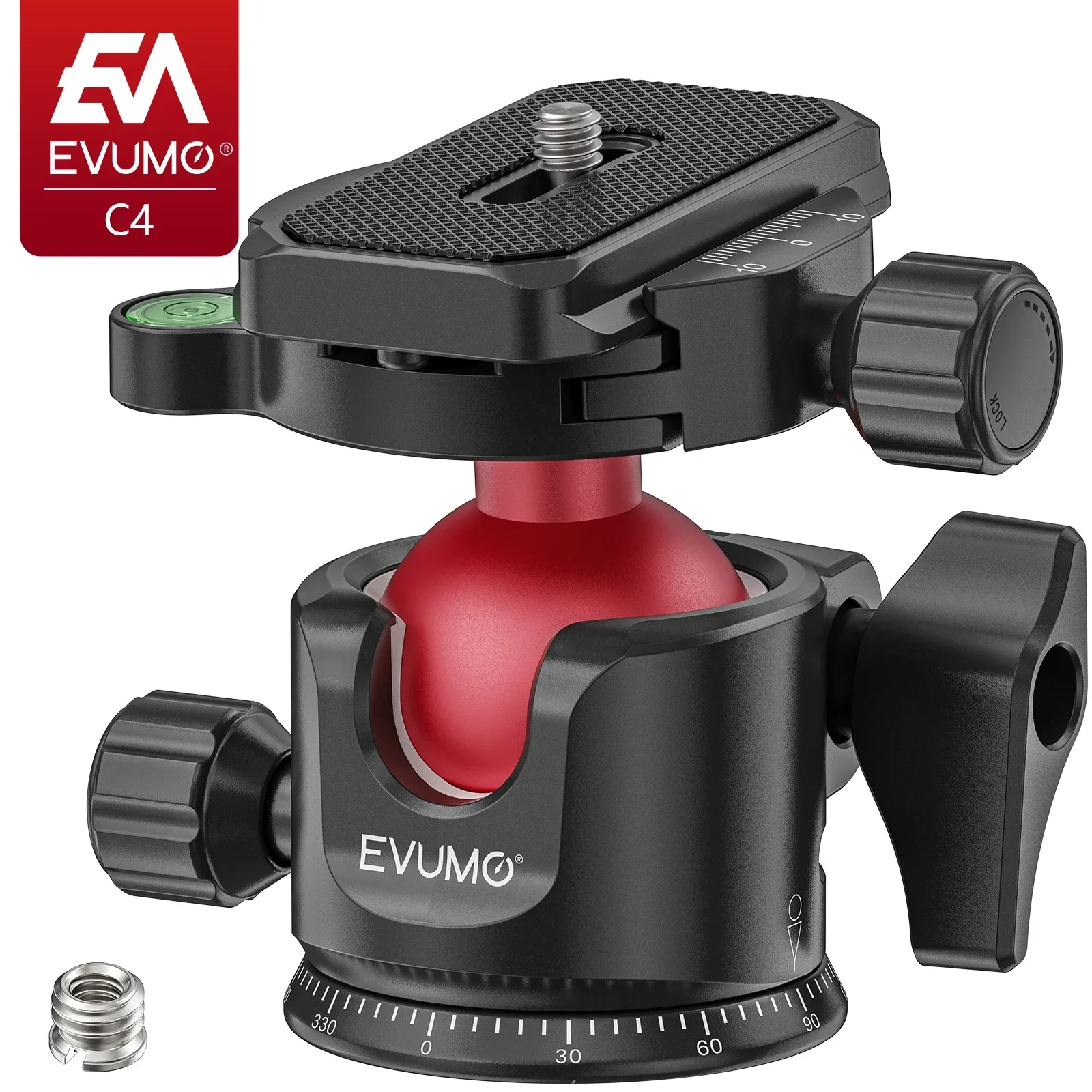 C4 Tripod Ball Head 360° Panoramic Ballhead Mount Adapter Low Profile 1/4''Arca