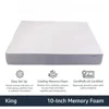 Gel Memory Foam Mattress, Firm, Cooling, King Size Mattress, CertiPUR-US Certified, 80 x 76 x 10 inches, White/Gray 2