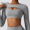 Running Shirt Fitness Tight Woman Work Out Clothing Shawl New Long Sleeve Yoga Tops Sexy Gym Sportswear Yoga Wear For Women 1