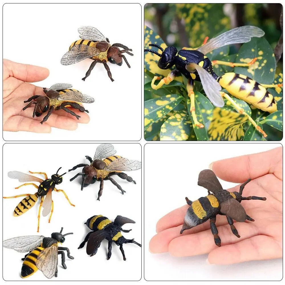 Realistic Simulated Plastic Bees Tool Bee Ornaments Realistic Figurines Lifelike Model Insect Toy For Child