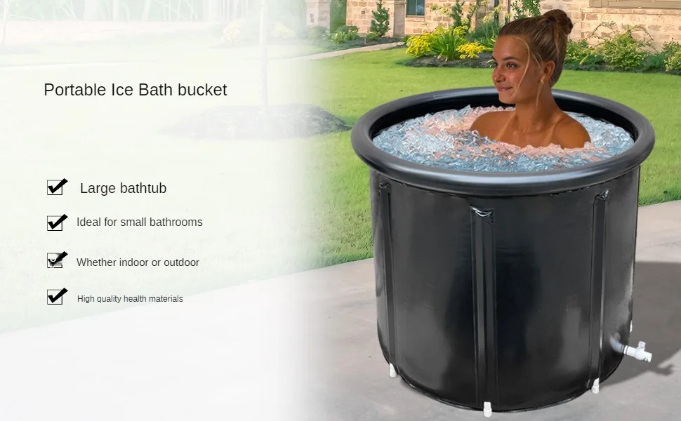 75 * 75 without lid Shower Bucket Ice Bath Bucket Thickened Adult Foldable Bathtub with Lid Optional Bathtub for Adults