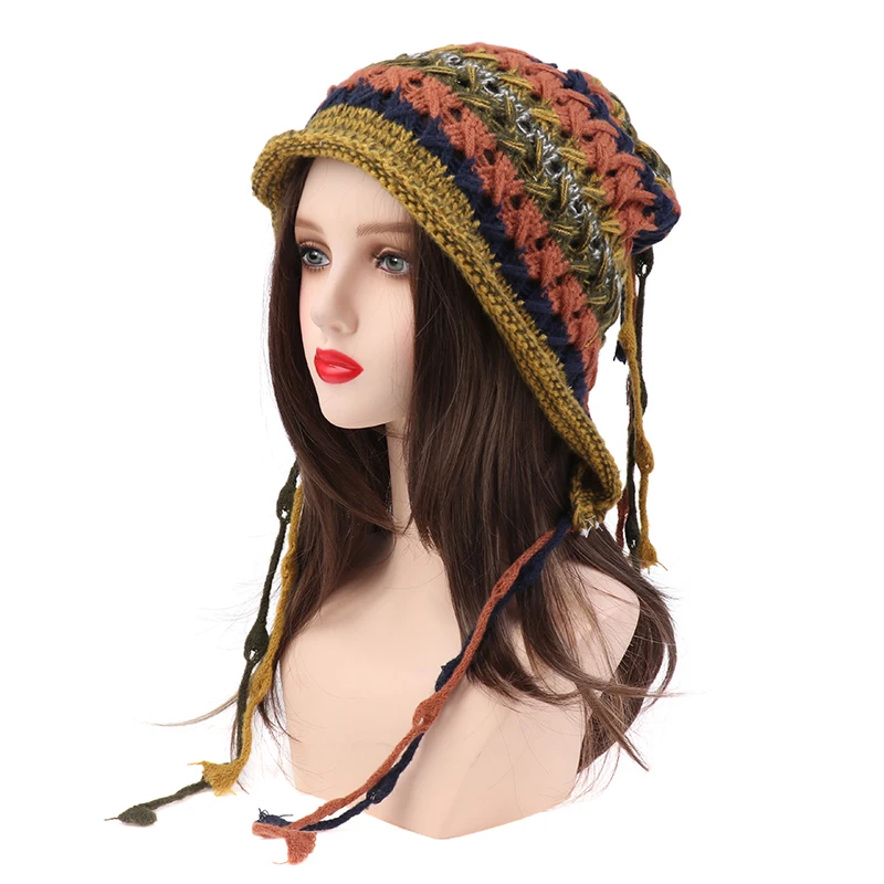 1PC New and high quality Decor Elastic Thick Hollow Out Beanie Soft Warm Regular Fit Ear Protection Lady Winter Hat