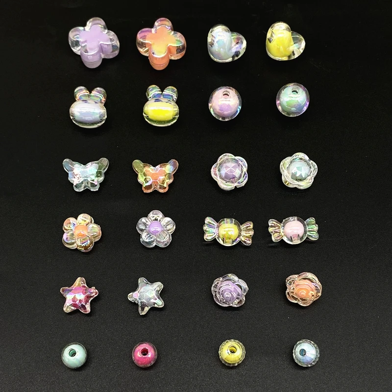 20 pcs Various Styles Acrylic Beads Heart Star Shape Charms Bracelet Necklace For Jewelry Making DIY Accessories jewelry accessories charm beads charms beads beads for jewelry making loose beads acrylic beads