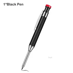 Durable Metal Carpenter Pencil Set with Built-in Sharpener and Refill Leads (1Pcs black pen)