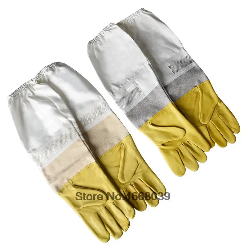 1 pair Beekeeping Gloves Durable Breathable Protect Gloves for Beekeeper Apiculture