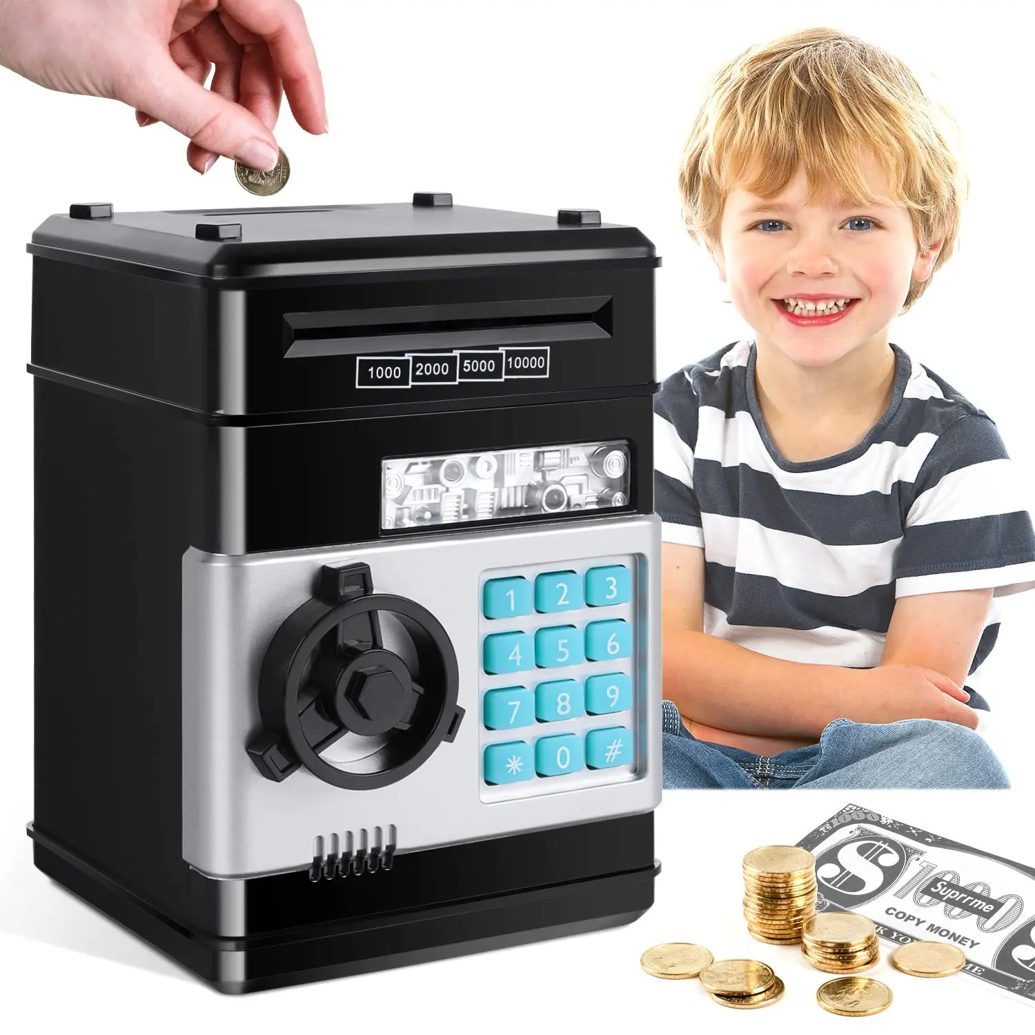 1PC Electronic Mini ATM Children's Baby Toy Safe Deposit Can Save Money Box Password Lock Suitable for Children money saving box