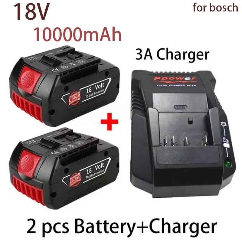 

18V 10Ah Rechargeable lithium-ion battery for Bosch electric drilling rig BAT609 BAT609G BAT618 BAT618 G BAT614+1pcs charger