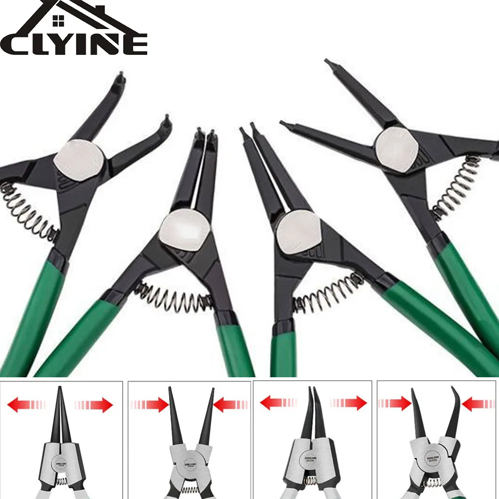 

7inch Internal External Pliers Retaining Clip Clamping Pliers Fuel Filters Hose Pipe Caliper Carbon Steel Auto Vehicle Tools