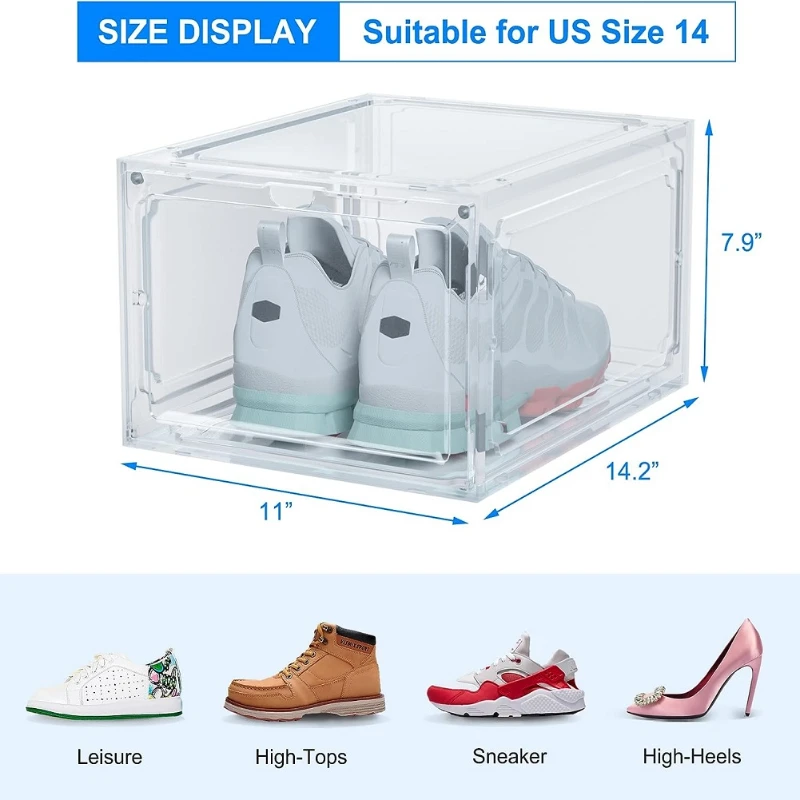 Foldable Acrylic Plate Shoes Storage Box Space Saving Stackable Thickened Shoe Sneaker Storage Organizer Case Easy To Assembly 2