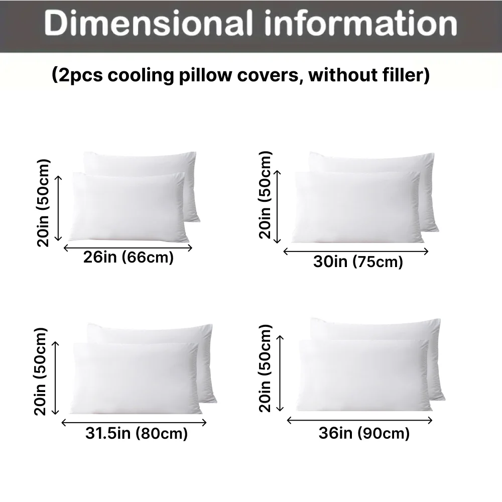 2pcs Cooling & Waterproof Pillowcases (Q-Max: 0.35) 100% Cooling Nylon Jacquard Pillow Cover with Zipper for Hot Sleepers Summer 4