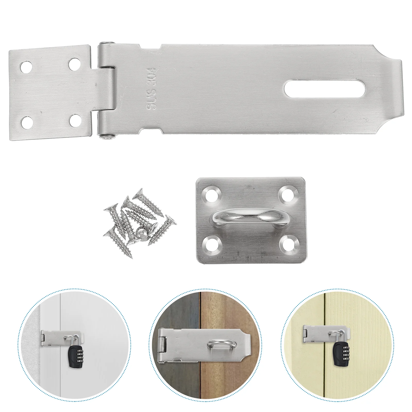 Latches Anti-theft Lock Hasp Stainless Steel Clasp Door Safety Gate Locks Cabinet