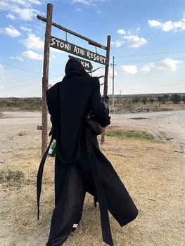 Mauroicardi Autunno Inverno Lungo Nero Caldo Lana e misto Cappotto per le donne Allentato Chic Abiti firmati di lusso 2025 Cappotto di lana 1