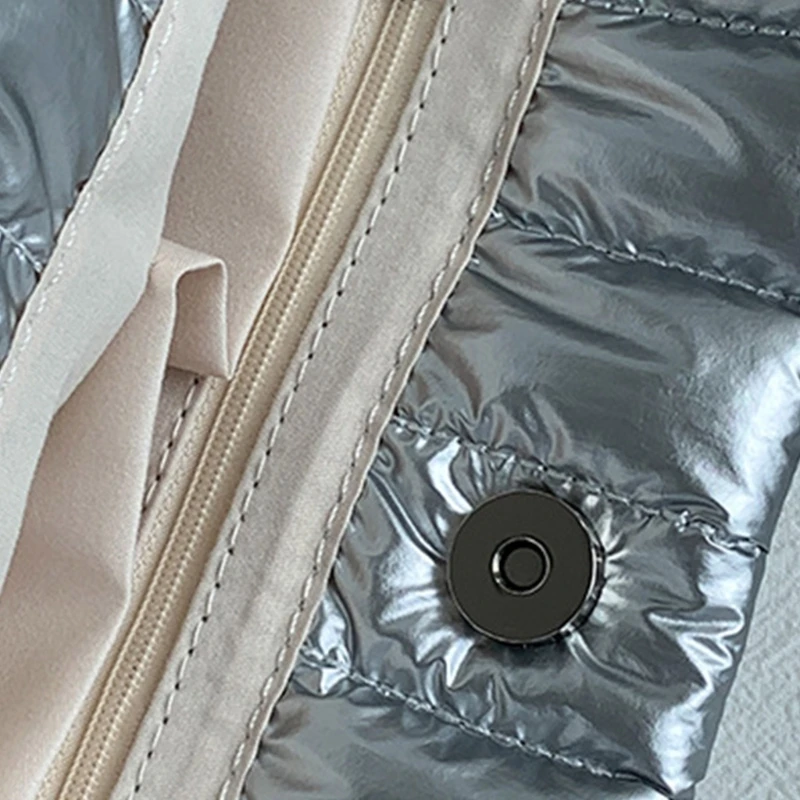 Women Waterproof Nylon Bags Space Pad Cotton Down Large Tote Handbags