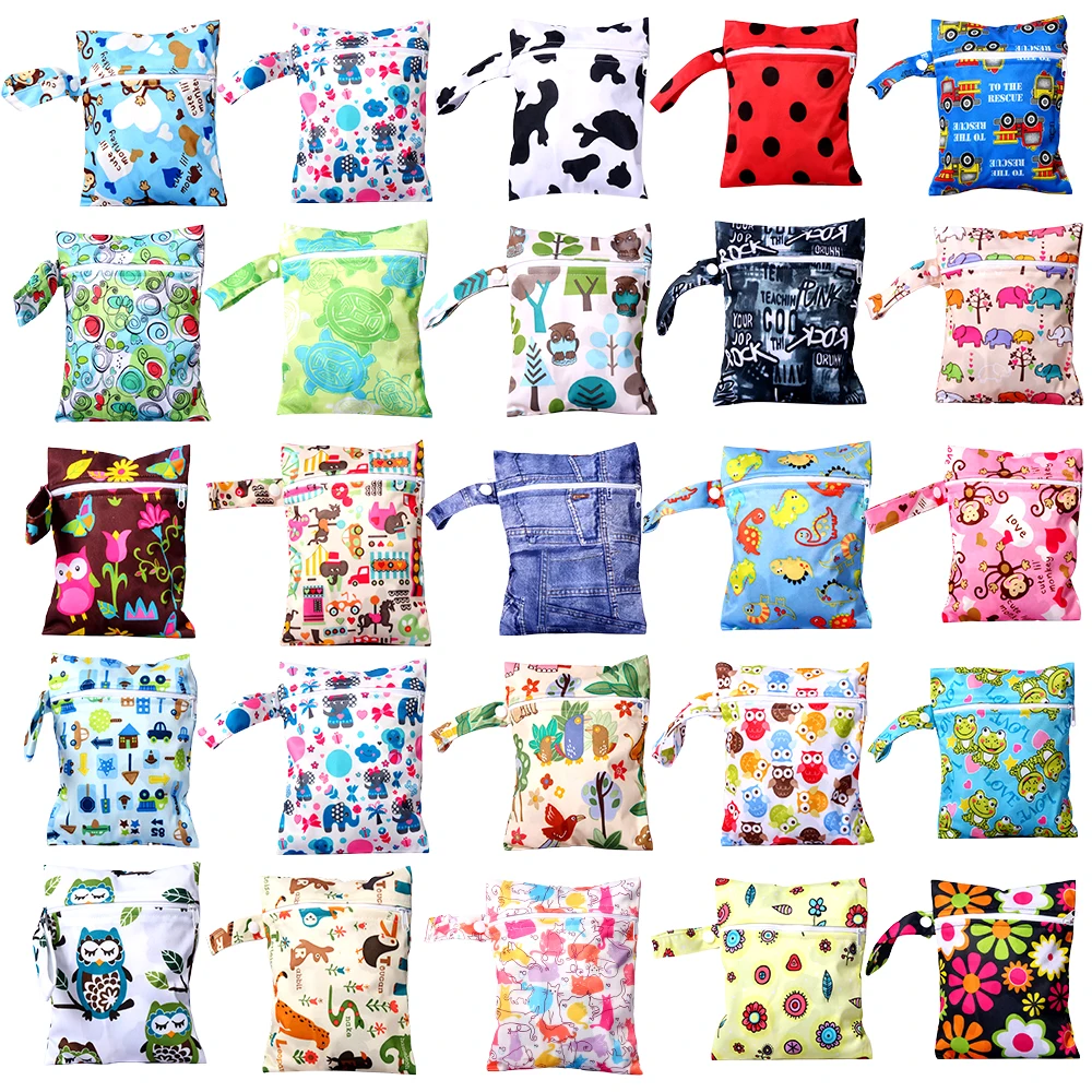 Multifunctional Baby Diaper Bag Reusable Wet Dry Travel Nappy Pouch Mummy Storage Bag Washable Zipper Handbag Mini Size