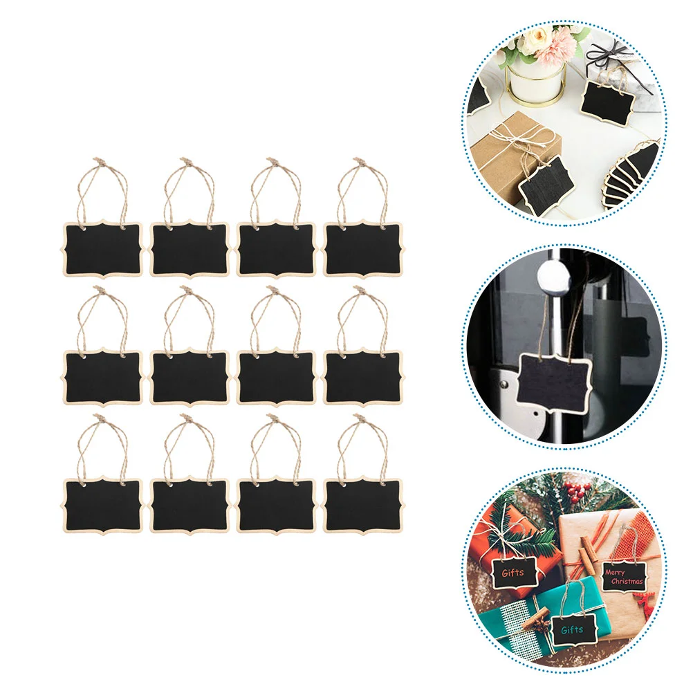 12 Pcs Blackboard Labels Mini Blackboards Small Message Decorations Wooden Hanging Door Child Crafts Pendant Chalkboards