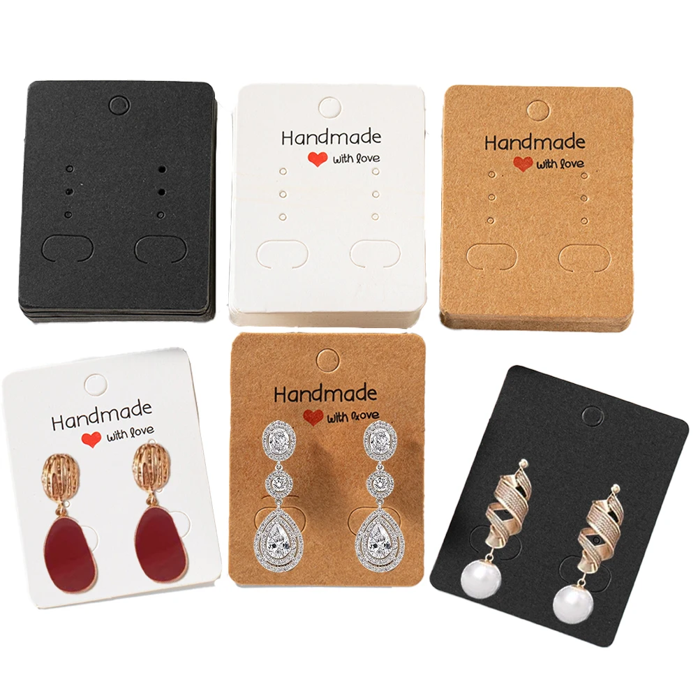 50 Stück Ohrringe Halsketten Display Karten Papphalter für Schmuck Organizer Selbstklebende Verpackung Hängeetikett Papierkartenversorgung – Detail 7