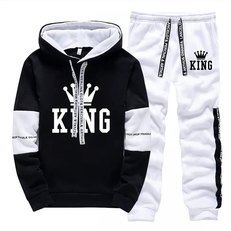 بدلة رياضية رجالي من King Printing قطعة واحدة بلوزات Sweatpants غير رسمية بقلنسوة ملابس رجالي في الهواء الطلق مبيعات ساخنة ملابس الشارع الشهير