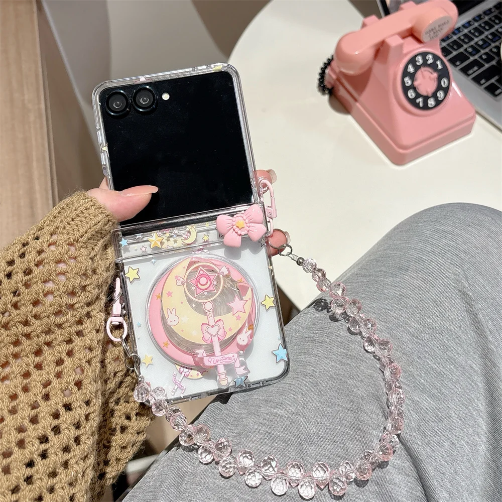 Korean Cute Star Magic Wand Magnetic Phone Case with Magsafe Stand